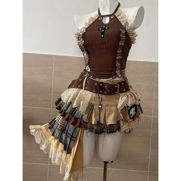 Y2K Steam Punk Fantasy Anime Cosplay 2 Piece Dress & Top Set - Size XS (0-2) - Picture 6 of 6